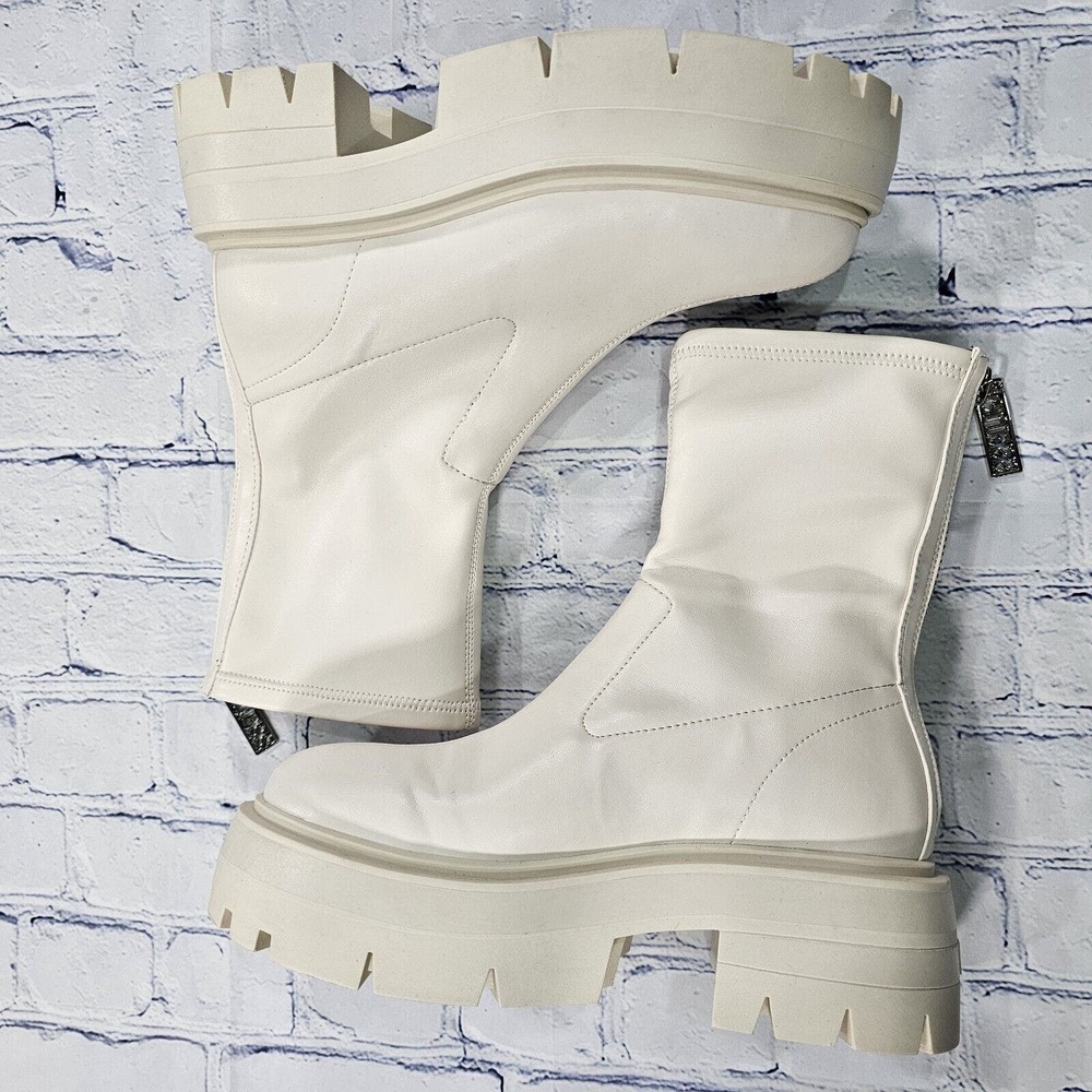 GUESS Saleen Ivory Platform Ankle Bootie Boot Back Zip WOMENS SIZE 8.5 - Picture 8 of 9